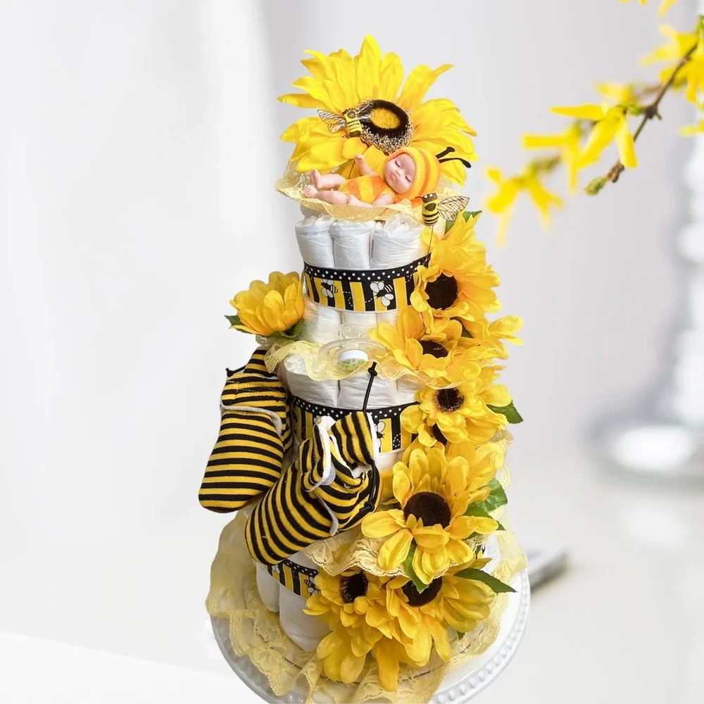 Bumblebee Sunflowers Diaper Cake